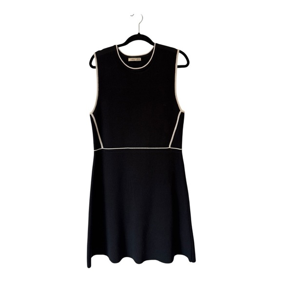 Dex Dresses & Skirts - DEX Black Knit Fit and Flare Dress with Contrast White
Piping  - Size XL